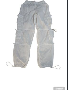 Faded Rose White Cargo Drawstring Pants